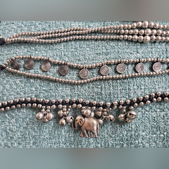 NWT Handmade Silver & Black Bead Bracelets & Anklets from Thailand - Picture 2 of 4